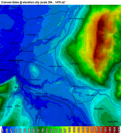 Zoom OUT 2x Cranves-Sales, France elevation map