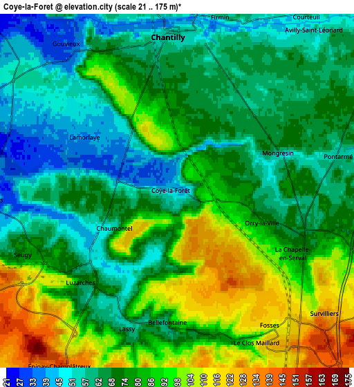 Zoom OUT 2x Coye-la-Forêt, France elevation map