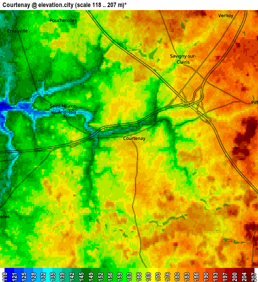 Zoom OUT 2x Courtenay, France elevation map