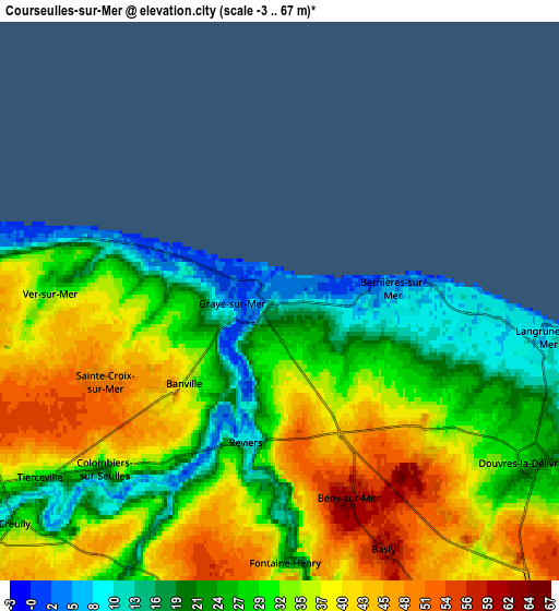 Zoom OUT 2x Courseulles-sur-Mer, France elevation map