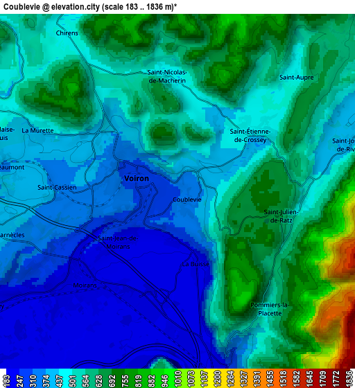 Zoom OUT 2x Coublevie, France elevation map