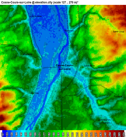 Zoom OUT 2x Cosne-Cours-sur-Loire, France elevation map