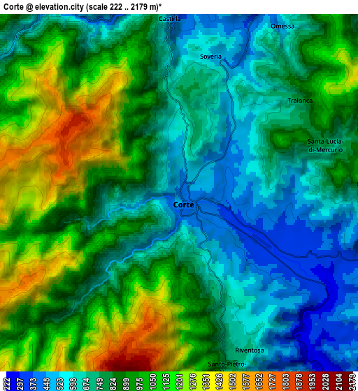 Zoom OUT 2x Corte, France elevation map