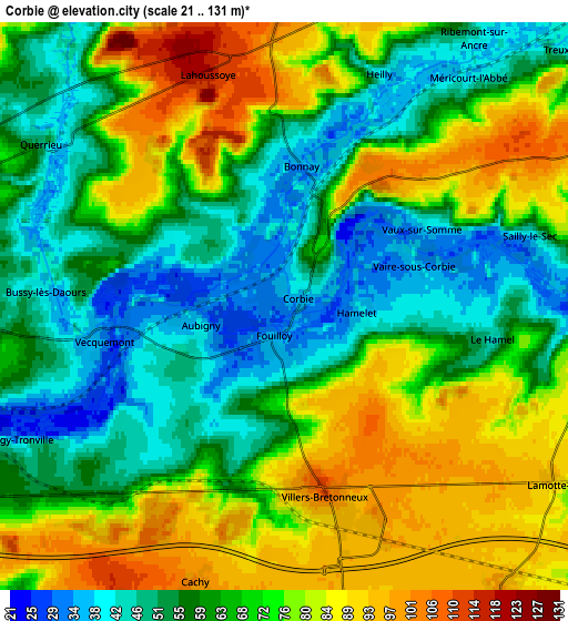 Zoom OUT 2x Corbie, France elevation map