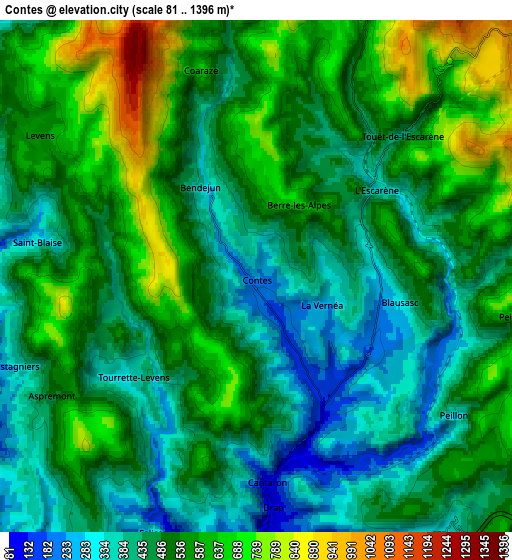 Zoom OUT 2x Contes, France elevation map