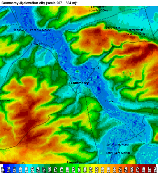 Zoom OUT 2x Commercy, France elevation map