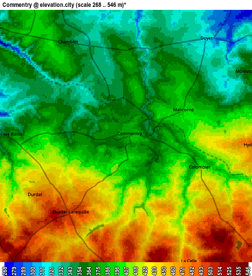 Zoom OUT 2x Commentry, France elevation map