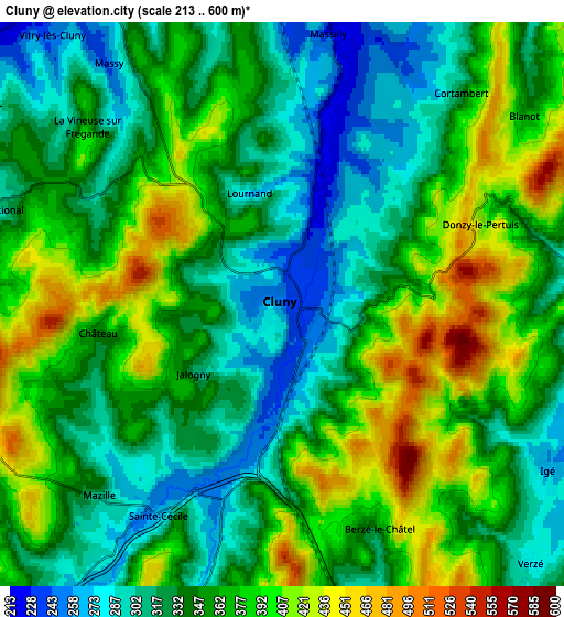 Zoom OUT 2x Cluny, France elevation map