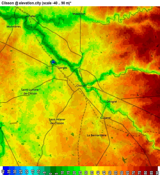 Zoom OUT 2x Clisson, France elevation map