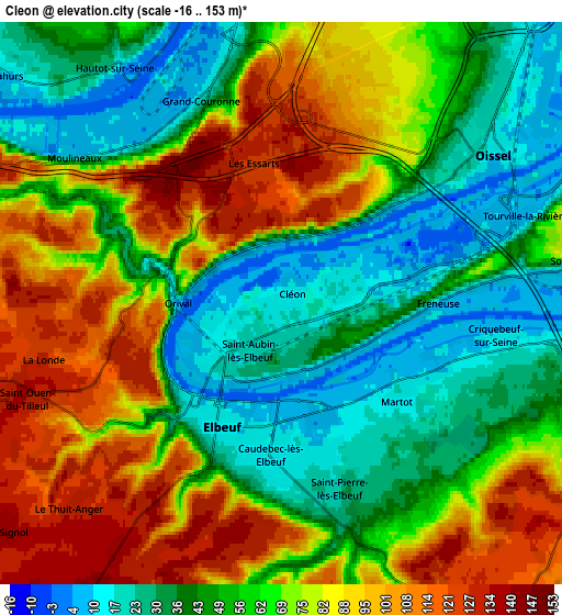 Zoom OUT 2x Cléon, France elevation map