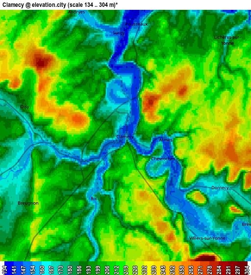 Zoom OUT 2x Clamecy, France elevation map