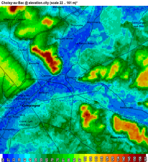 Zoom OUT 2x Choisy-au-Bac, France elevation map