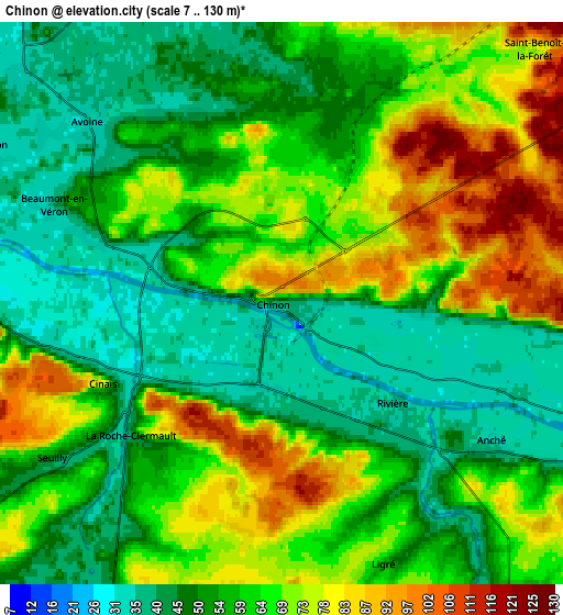 Zoom OUT 2x Chinon, France elevation map