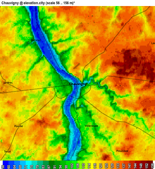 Zoom OUT 2x Chauvigny, France elevation map