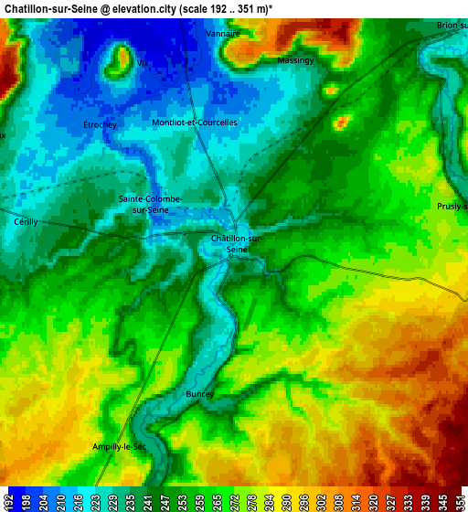 Zoom OUT 2x Châtillon-sur-Seine, France elevation map