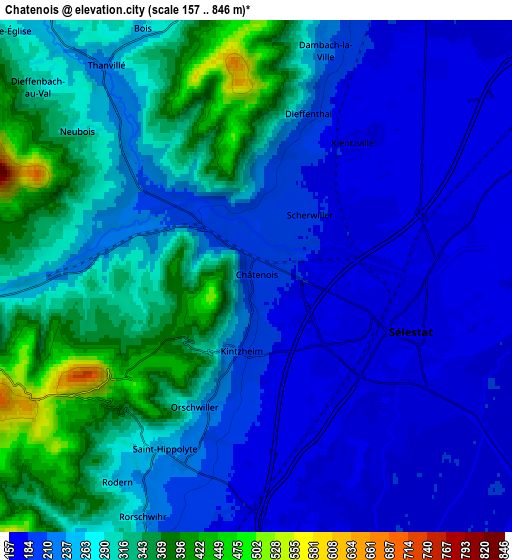 Zoom OUT 2x Châtenois, France elevation map