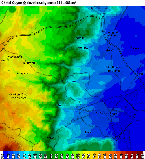 Zoom OUT 2x Châtel-Guyon, France elevation map