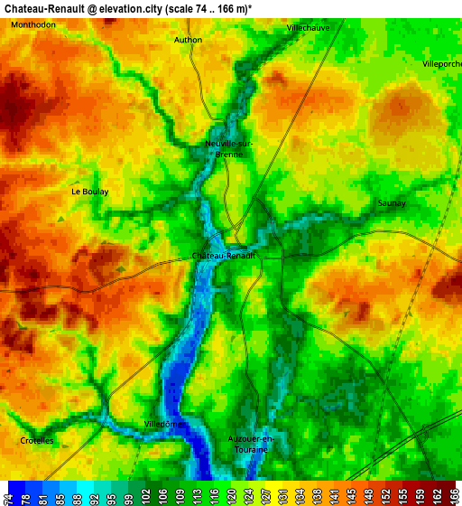 Zoom OUT 2x Château-Renault, France elevation map