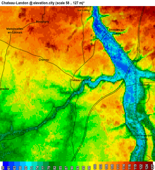 Zoom OUT 2x Château-Landon, France elevation map