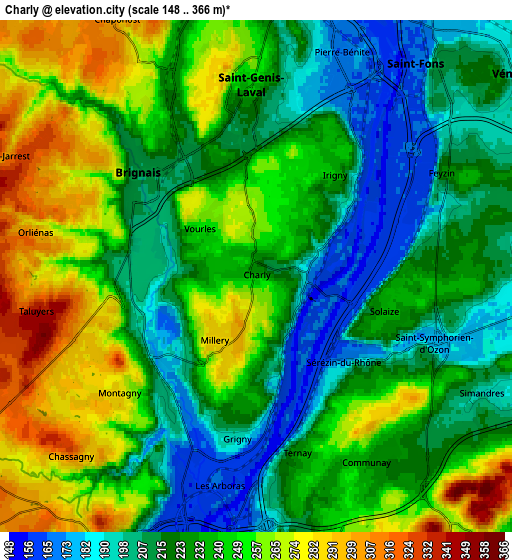 Zoom OUT 2x Charly, France elevation map