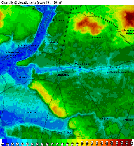 Zoom OUT 2x Chantilly, France elevation map