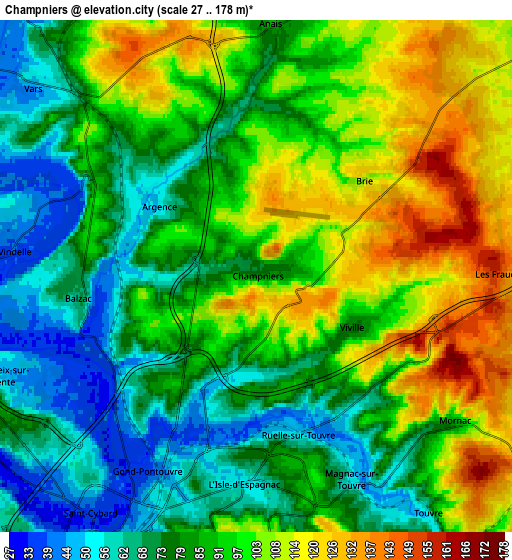Zoom OUT 2x Champniers, France elevation map