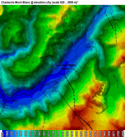 Zoom OUT 2x Chamonix-Mont-Blanc, France elevation map