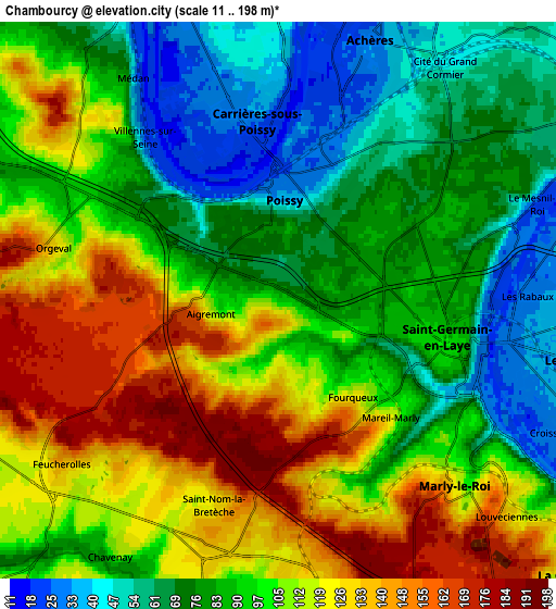 Zoom OUT 2x Chambourcy, France elevation map