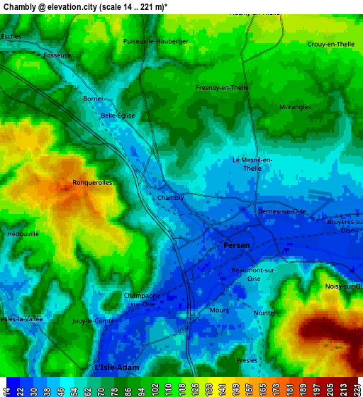 Zoom OUT 2x Chambly, France elevation map