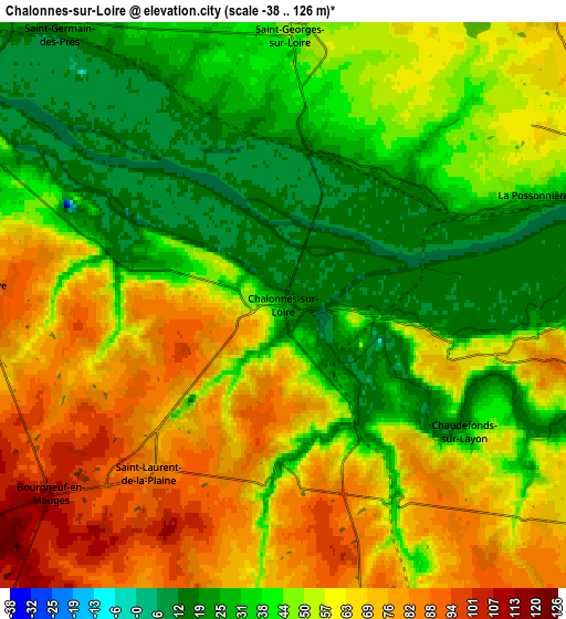 Zoom OUT 2x Chalonnes-sur-Loire, France elevation map