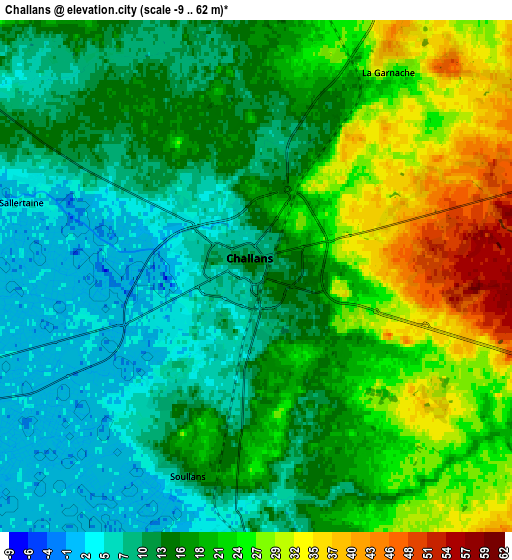 Zoom OUT 2x Challans, France elevation map