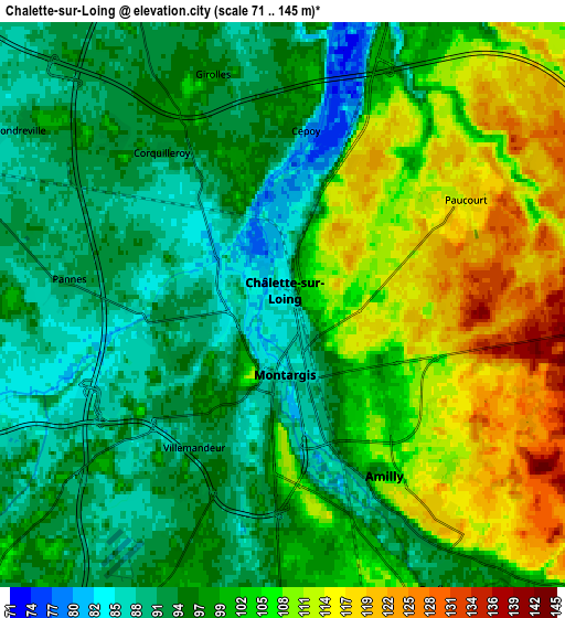 Zoom OUT 2x Châlette-sur-Loing, France elevation map