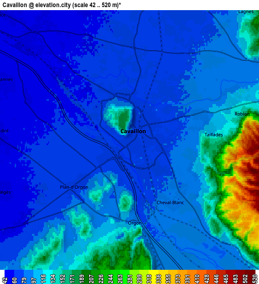 Zoom OUT 2x Cavaillon, France elevation map