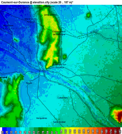 Zoom OUT 2x Caumont-sur-Durance, France elevation map