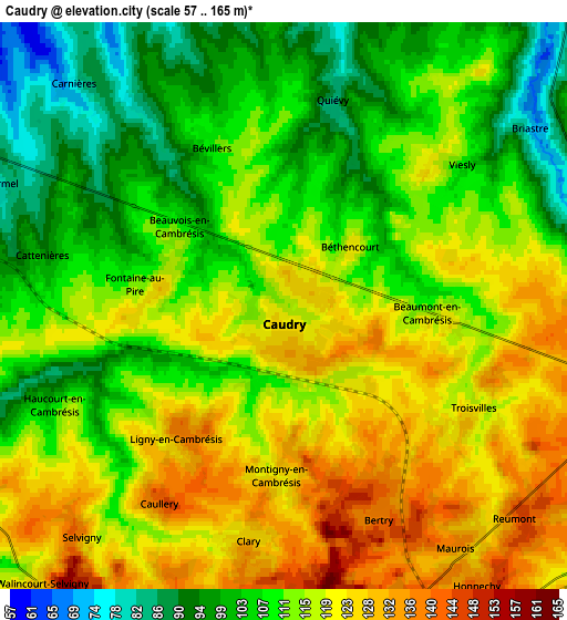 Zoom OUT 2x Caudry, France elevation map