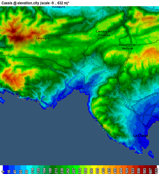 Zoom OUT 2x Cassis, France elevation map