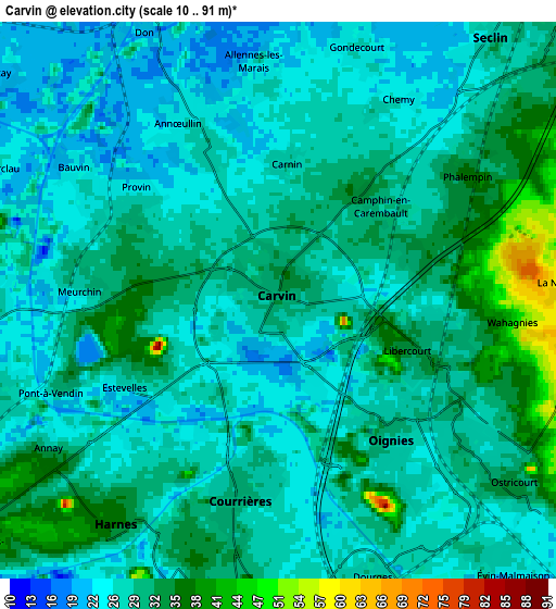 Zoom OUT 2x Carvin, France elevation map