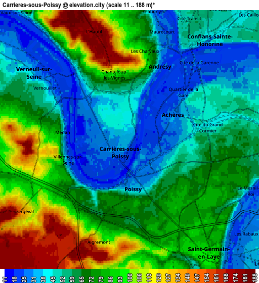 Zoom OUT 2x Carrières-sous-Poissy, France elevation map