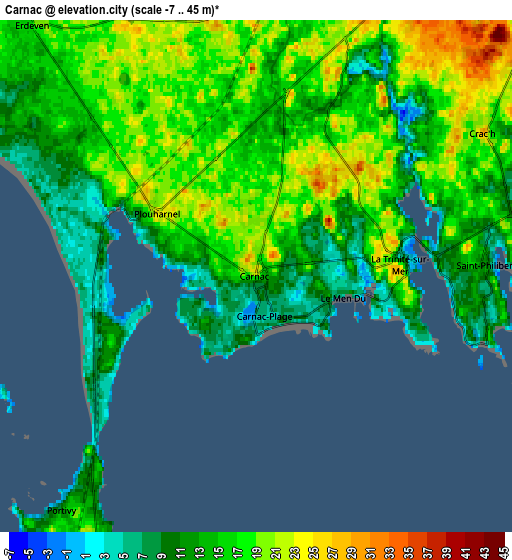 Zoom OUT 2x Carnac, France elevation map