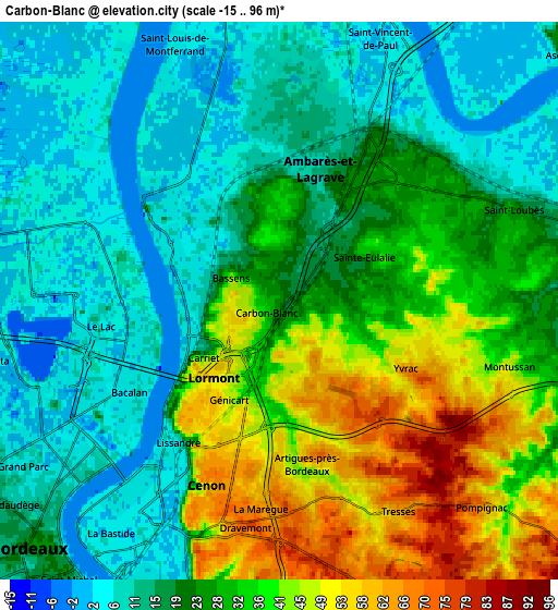 Zoom OUT 2x Carbon-Blanc, France elevation map