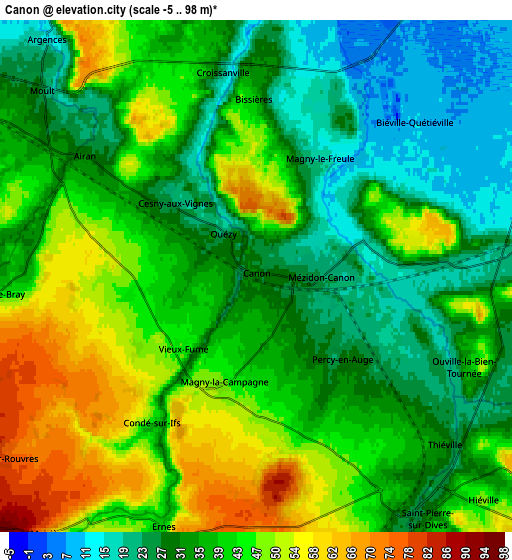 Zoom OUT 2x Canon, France elevation map