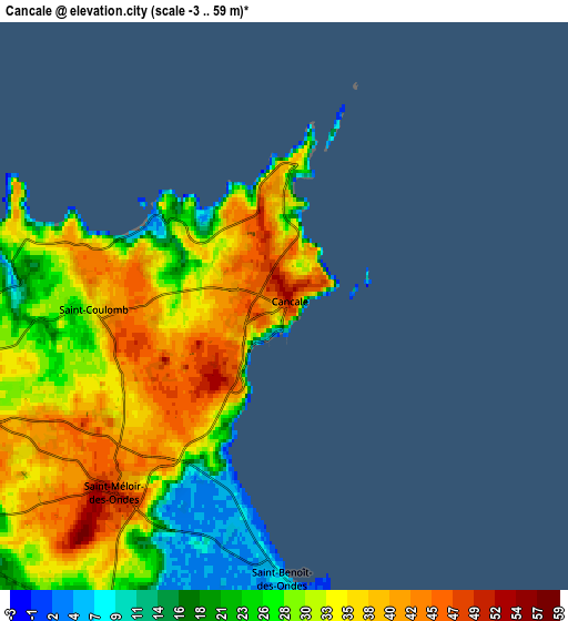 Zoom OUT 2x Cancale, France elevation map