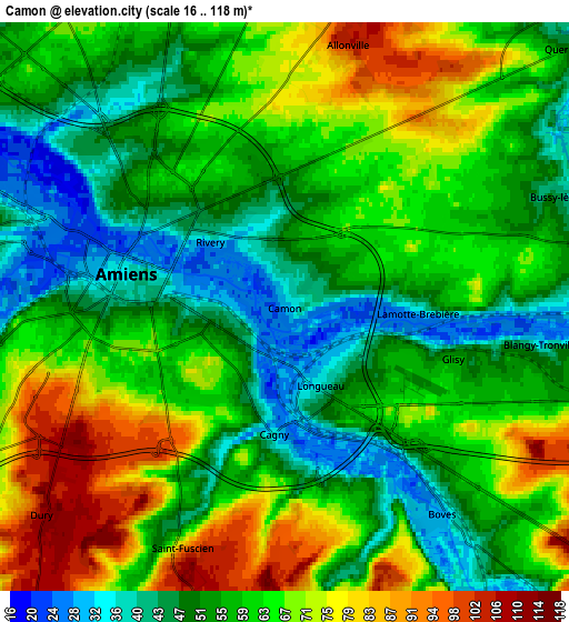 Zoom OUT 2x Camon, France elevation map