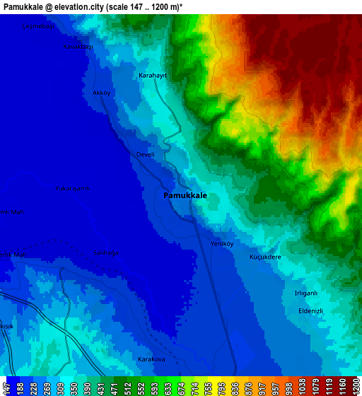 Zoom OUT 2x Pamukkale, Turkey elevation map