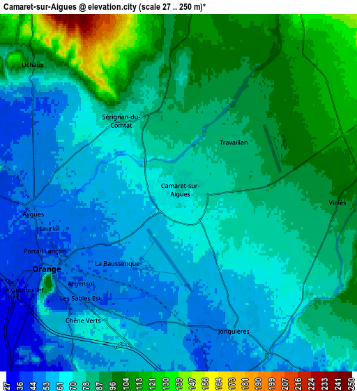 Zoom OUT 2x Camaret-sur-Aigues, France elevation map