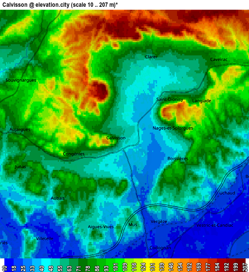 Zoom OUT 2x Calvisson, France elevation map