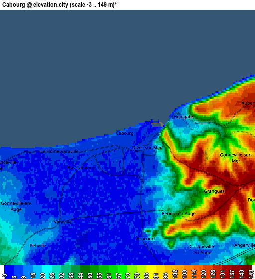 Zoom OUT 2x Cabourg, France elevation map