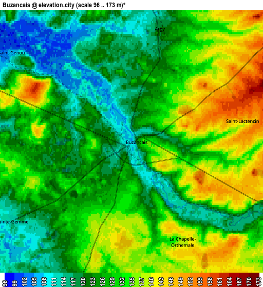 Zoom OUT 2x Buzançais, France elevation map