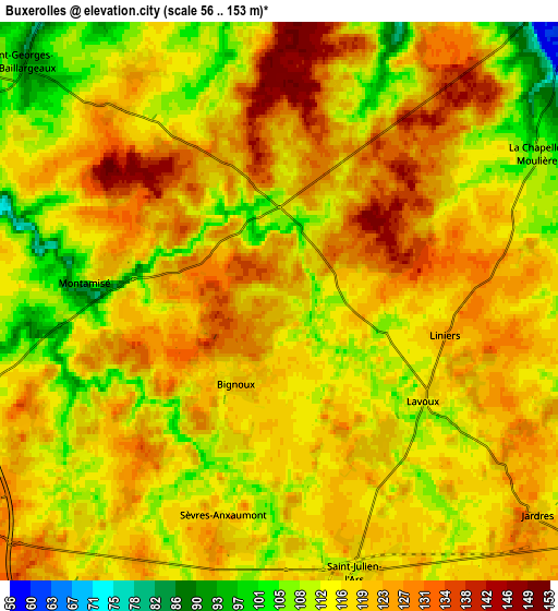 Zoom OUT 2x Buxerolles, France elevation map