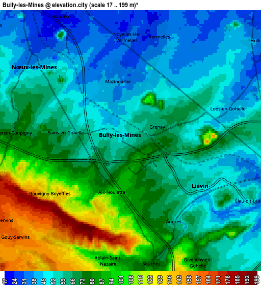 Zoom OUT 2x Bully-les-Mines, France elevation map